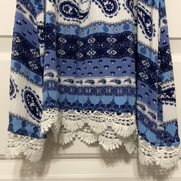 Bluenotes Blue Paisley Lace Trim Summer Dress - Picture 2 of 2